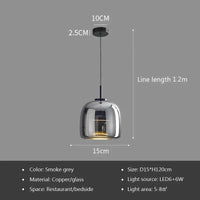 Lampe suspendue en verre LED de luxe au style nordique moderne | Marco Lucetti Gris fumée-15CM / Blanc froid