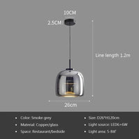 Lampe suspendue en verre LED de luxe au style nordique moderne | Marco Lucetti Gris fumée-26CM / Blanc froid