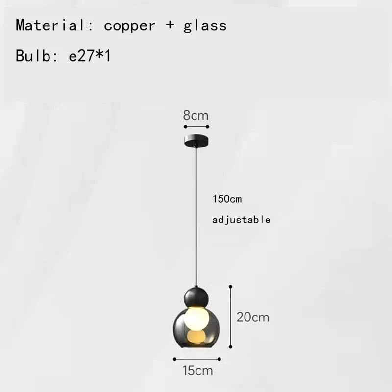 Lampe Suspendue en Verre Moderne pour Décoration Intérieure - Livraison Directe et Réglable | Marco Lucetti A-Verre noir-gris / 3000K