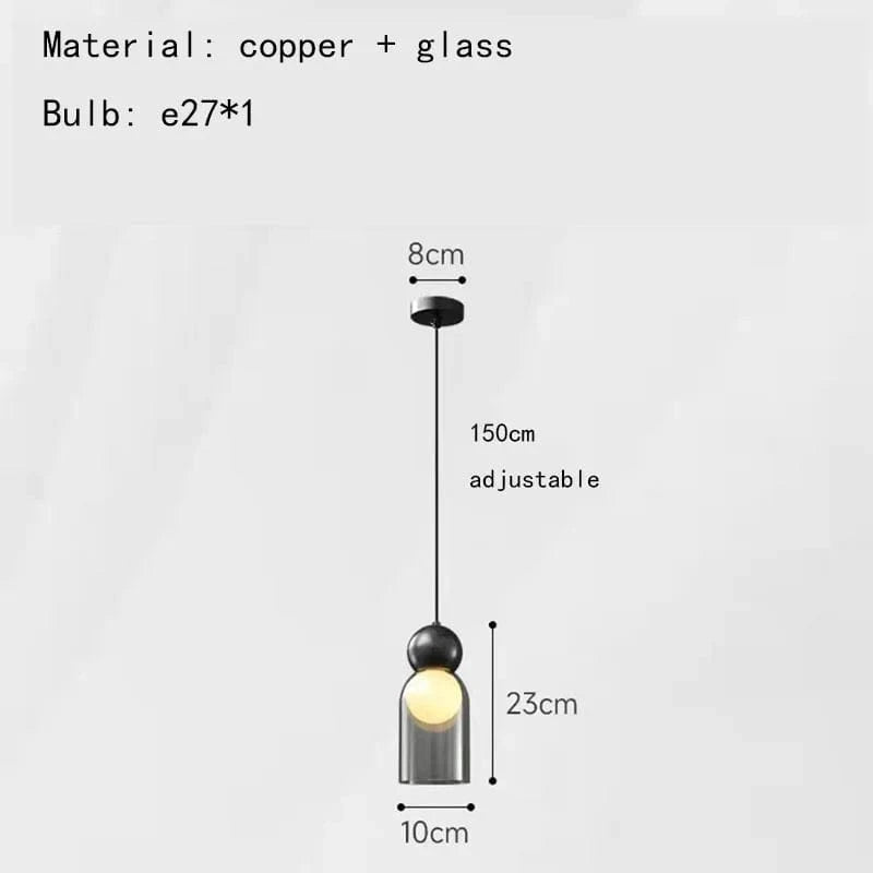 Lampe Suspendue en Verre Moderne pour Décoration Intérieure - Livraison Directe et Réglable | Marco Lucetti Verre B-Noir-gris / 3000K