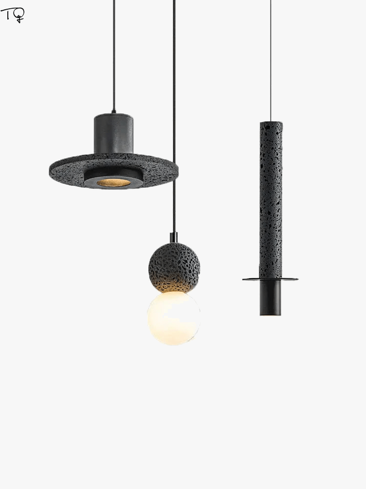 Lampe suspendue exclusive en pierre avec trou noir - Parfaite pour bar ou studio | Marco Lucetti
