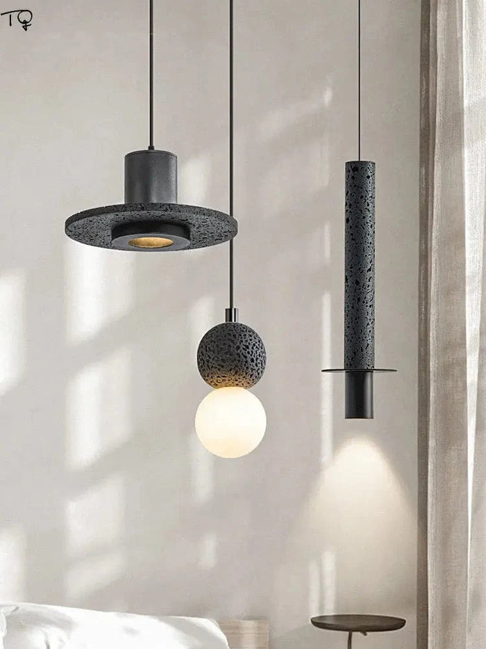 Lampe suspendue exclusive en pierre avec trou noir - Parfaite pour bar ou studio | Marco Lucetti
