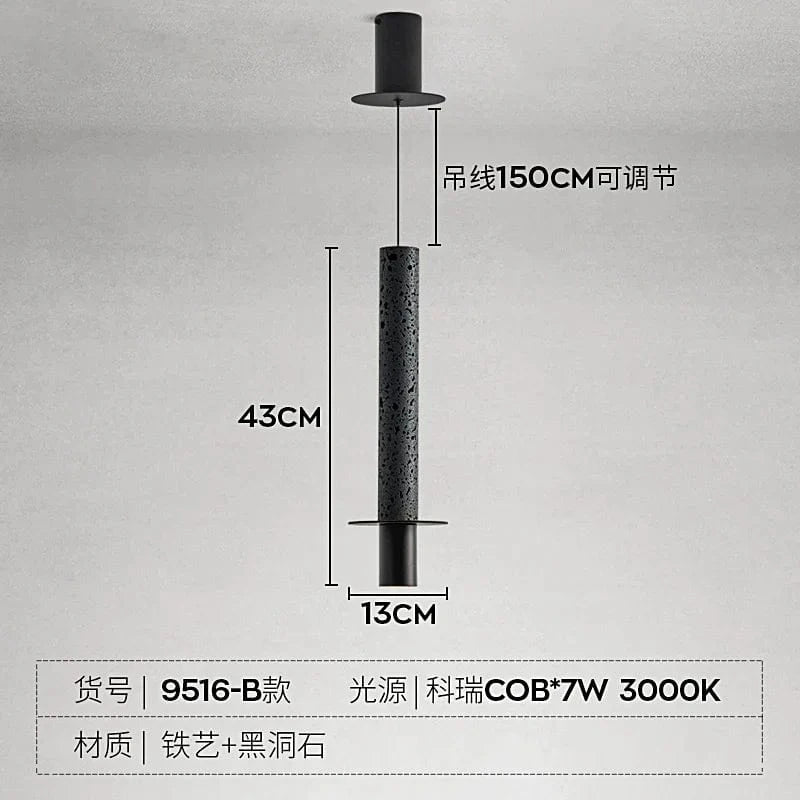 Lampe suspendue exclusive en pierre avec trou noir - Parfaite pour bar ou studio | Marco Lucetti B