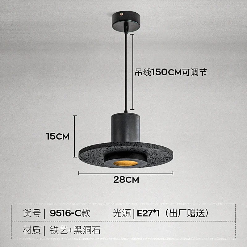 Lampe suspendue exclusive en pierre avec trou noir - Parfaite pour bar ou studio | Marco Lucetti C