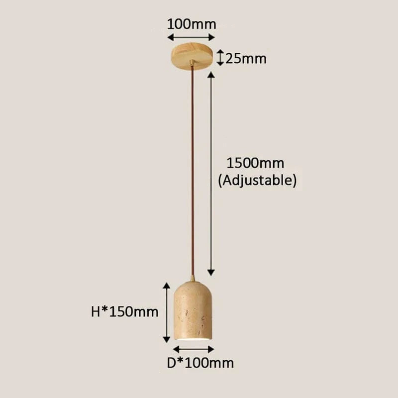 Lampe Suspendue Japonordic Rétro. | Marco Lucetti Travertin jaune / Dia100xH150MM / 6-10W | Blanc chaud