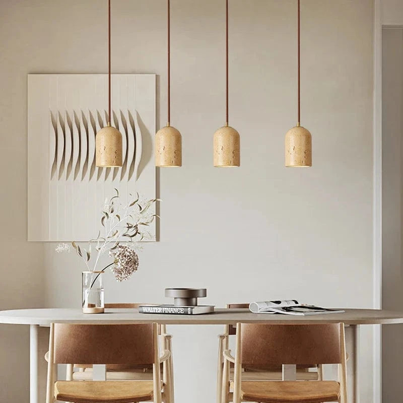 Lampe Suspendue Japonordic Rétro. | Marco Lucetti Travertin jaune / Dia100xH150MM / 6-10W | Blanc chaud