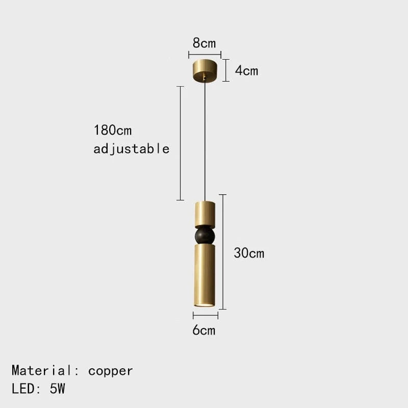 Lampe suspendue LED en laiton pour bar moderne - Livraison directe | Marco Lucetti D / 3 modifiables