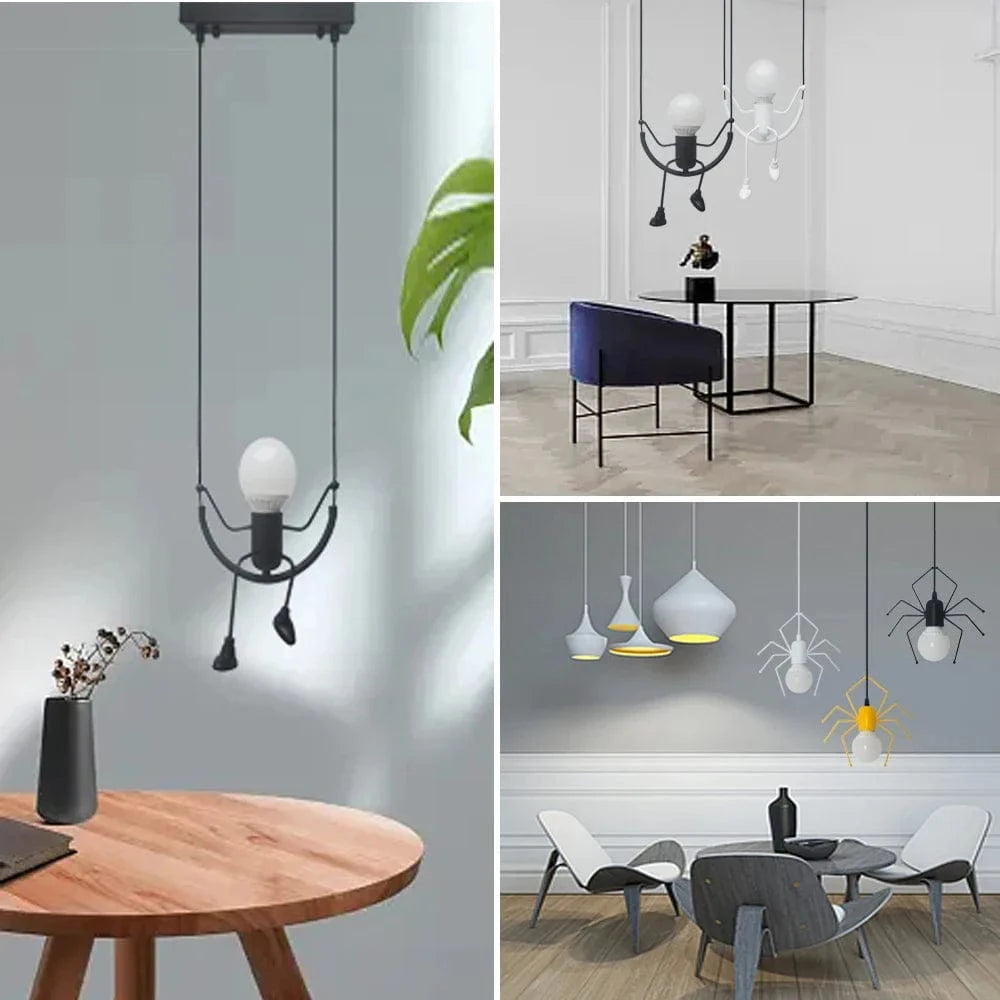 Lampe suspendue LED Homme Araignée pour Loft Chambre d'Enfants et Café Bar | Marco Lucetti