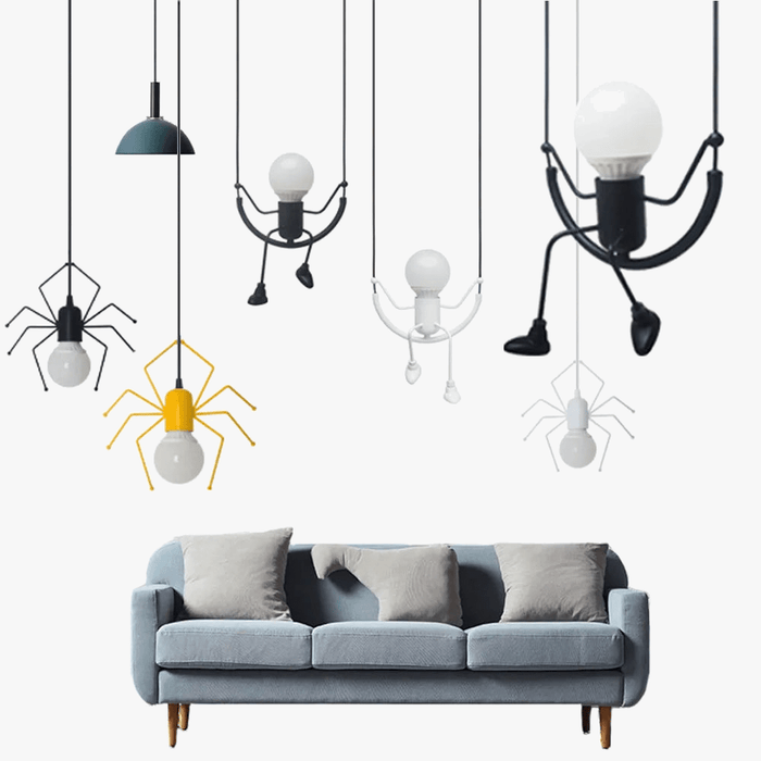 Lampe suspendue LED Homme Araignée pour Loft Chambre d'Enfants et Café Bar | Marco Lucetti
