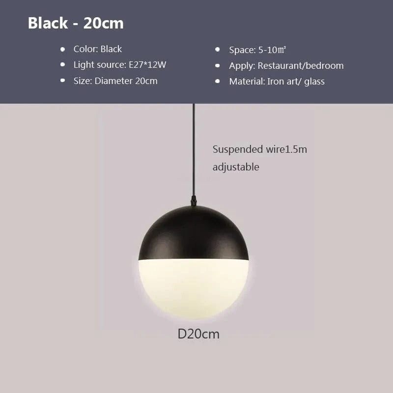Lampe Suspendue LED Moderne | Marco Lucetti PL831A Noir 20cm / Blanc froid