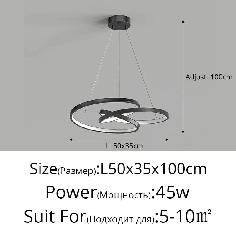 Lampe Suspendue LED QIYIMEI pour Bar et Cuisine - décoration intérieure | Marco Lucetti 3 couleurs pas de télécommande / A Noir 50cm 50w