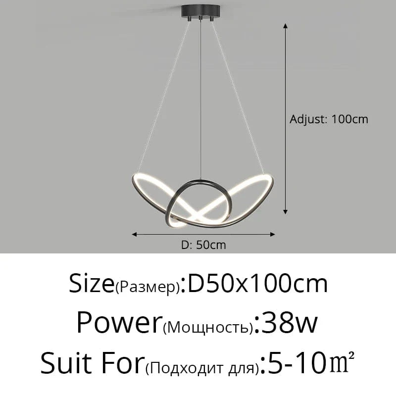 Lampe Suspendue LED QIYIMEI pour Bar et Cuisine - décoration intérieure | Marco Lucetti 3 couleurs pas de télécommande / B Noir 50cm 38w