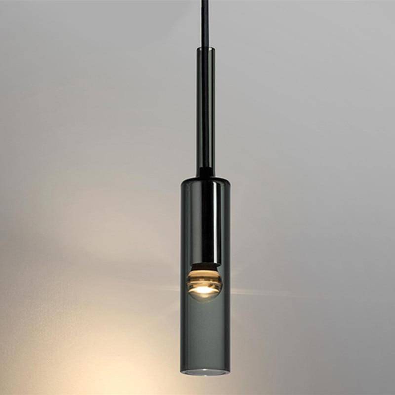 Lampe suspendue Loft en verre fumé cylindrique | Marco Lucetti