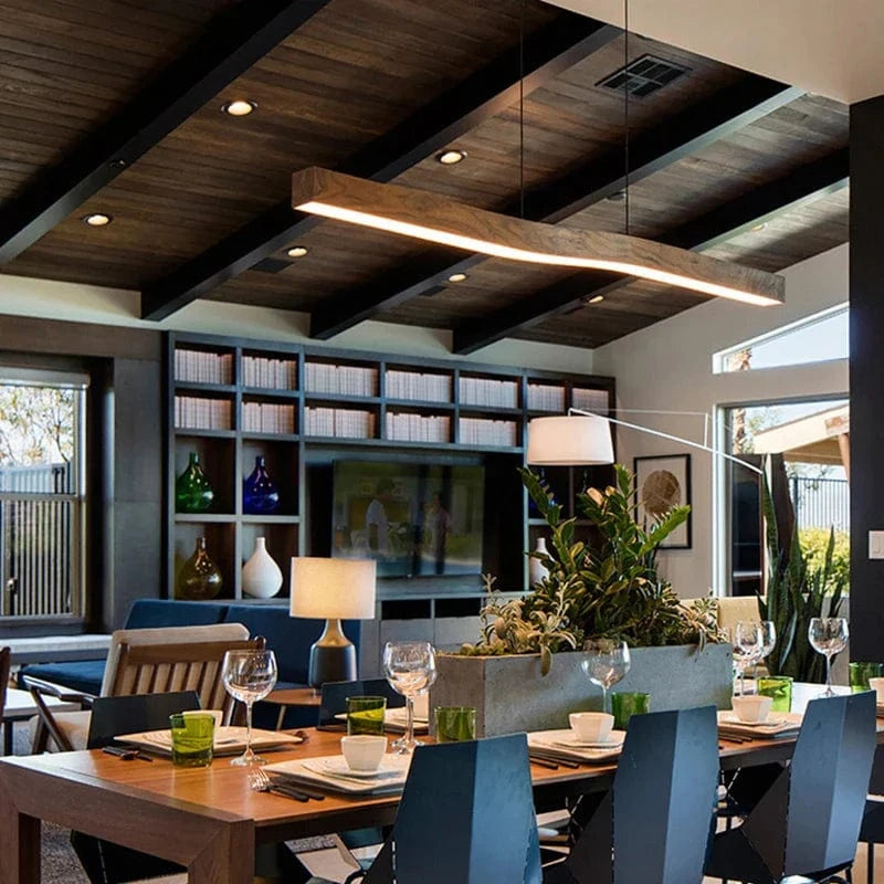 Lampe Suspendue Minimaliste en Imitation Bois et Métal à Intensité Réglable - Collection Épurée | Marco Lucetti