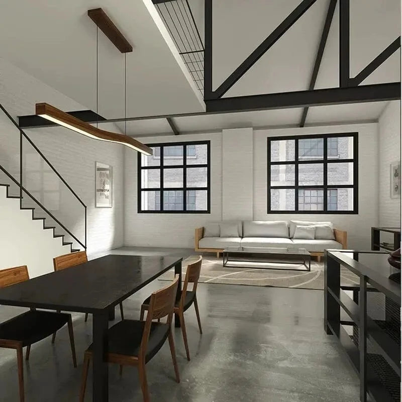 Lampe Suspendue Minimaliste en Imitation Bois et Métal à Intensité Réglable - Collection Épurée | Marco Lucetti