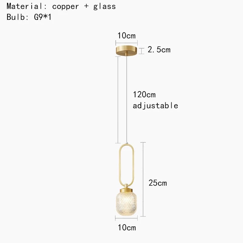Lampe Suspendue Moderne Cuivre et Verre Ajustable | Marco Lucetti