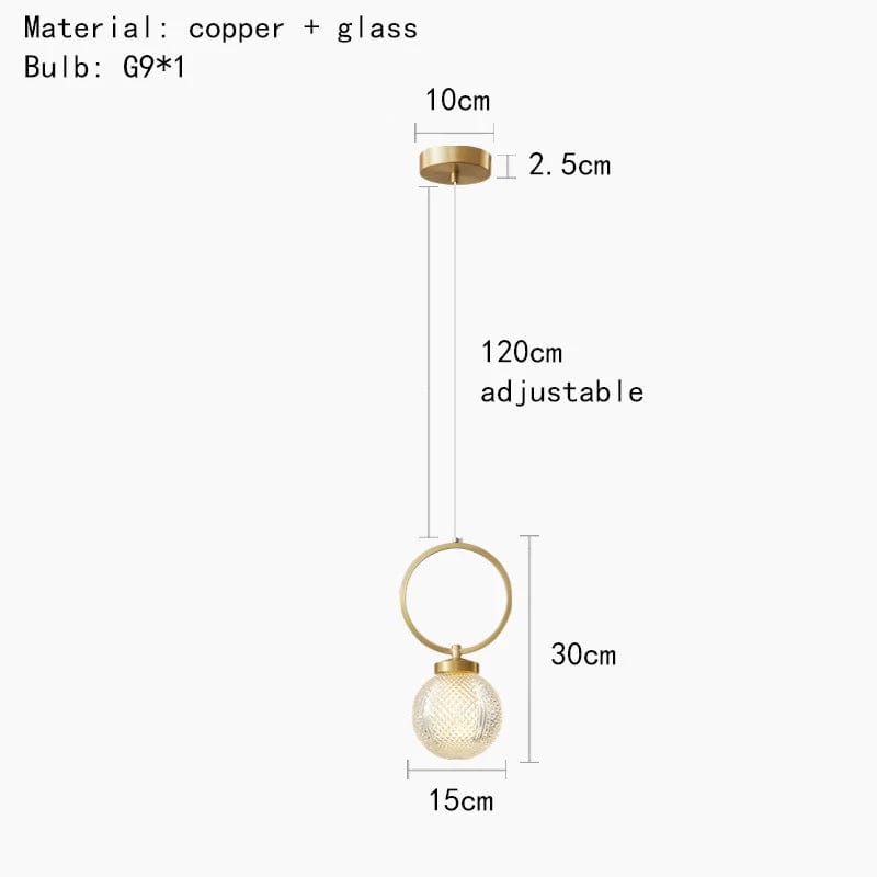 Lampe Suspendue Moderne Cuivre et Verre Ajustable | Marco Lucetti