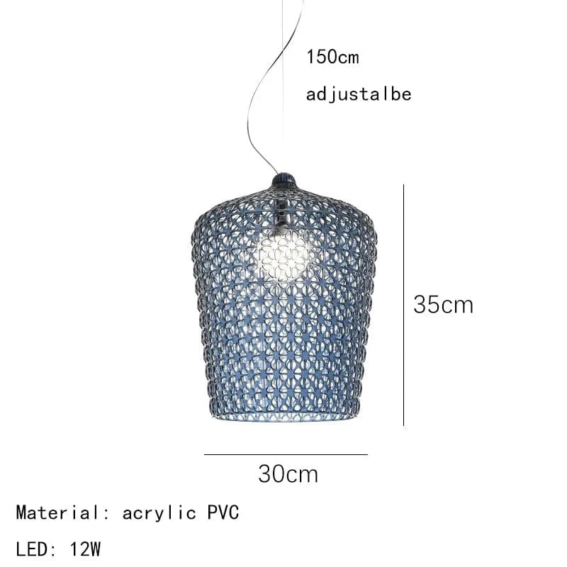 Lampe suspendue moderne en acrylique transparent pour tous vos espaces | Marco Lucetti Bleu / Blanc chaud