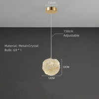 Lampe suspendue moderne en cristal avec cordon réglable  | Marco Lucetti A-12cm / Blanc chaud