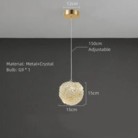 Lampe suspendue moderne en cristal avec cordon réglable  | Marco Lucetti A-15 cm / Blanc froid