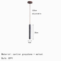 Lampe suspendue moderne en pierre naturelle et bois pour bar chic | Marco Lucetti