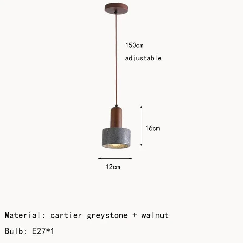 Lampe suspendue moderne en pierre naturelle et bois pour bar chic | Marco Lucetti StyleB / Blanc froid
