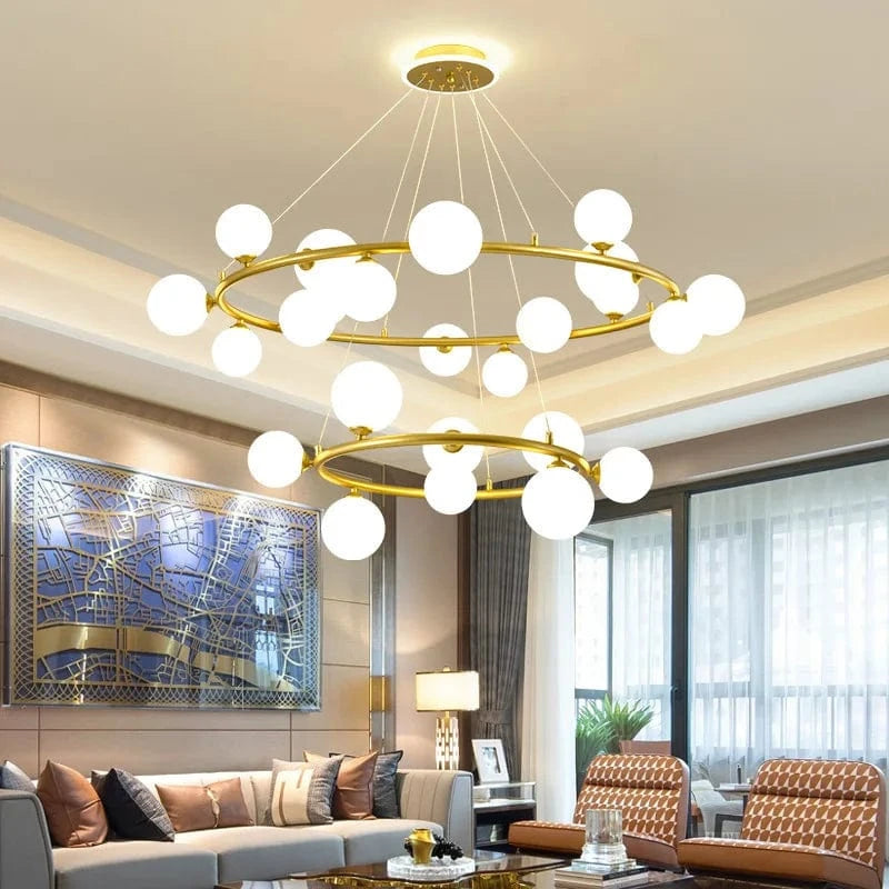 Lampe suspendue nordique avec boule de verre et anneau mat ajustable - Édition premium | Marco Lucetti