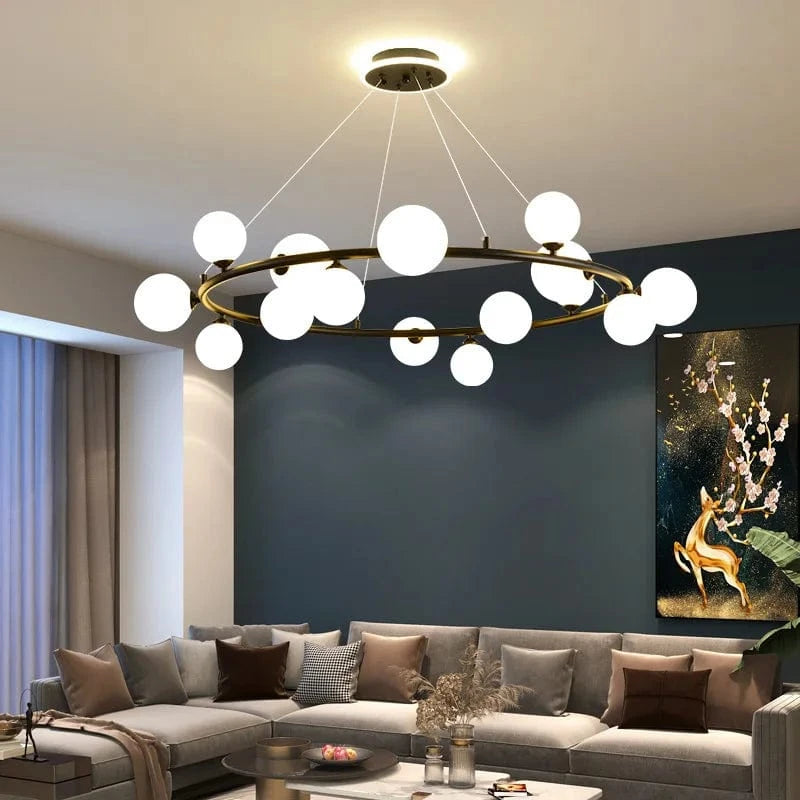 Lampe suspendue nordique avec boule de verre et anneau mat ajustable - Édition premium | Marco Lucetti