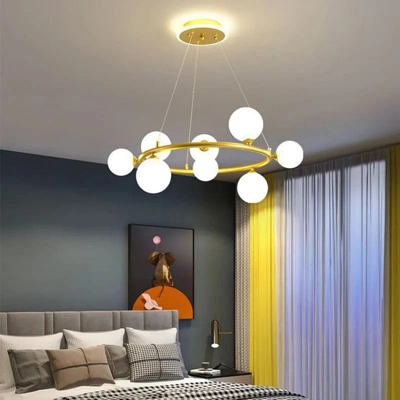 Lampe suspendue nordique avec boule de verre et anneau mat ajustable - Édition premium | Marco Lucetti