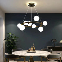 Lampe suspendue nordique avec boule de verre et anneau mat ajustable - Édition premium | Marco Lucetti