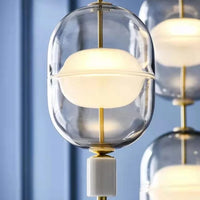 Lampe Suspendue Nordique en Verre avec Plafonnier en Marbre et Métal - Collection Scandinave Luxe | Marco Lucetti