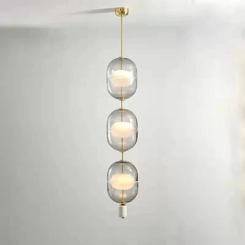 Lampe suspendue nordique en verre avec plafonnier en marbre et métal - Élégance scandinave | Marco Lucetti