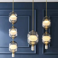 Lampe suspendue nordique en verre avec plafonnier en marbre et métal - Élégance scandinave | Marco Lucetti