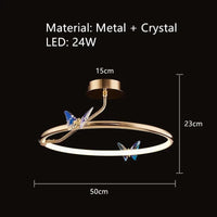 Lampe suspendue papillon en anneau d'or LED pour hôtel boutique et bureau | Marco Lucetti B-50cm / 3 modifiables