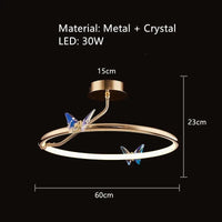 Lampe suspendue papillon en anneau d'or LED pour hôtel boutique et bureau | Marco Lucetti B-60cm / 3 modifiables