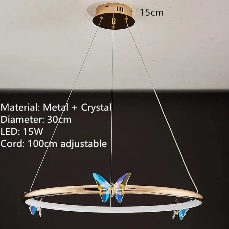 Lampe suspendue papillon en anneau d'or LED pour hôtel boutique et bureau | Marco Lucetti C-30cm / 3 modifiables