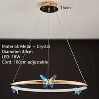 Lampe suspendue papillon en anneau d'or LED pour hôtel boutique et bureau | Marco Lucetti C-40cm / 3 modifiables