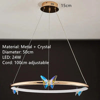 Lampe suspendue papillon en anneau d'or LED pour hôtel boutique et bureau | Marco Lucetti C-50cm / 3 modifiables