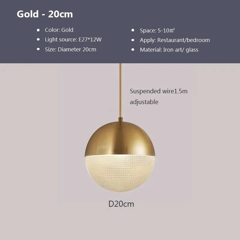 Lampe Suspendue Sphérique Design Moderne pour Intérieurs LED - Luminia | Marco Lucetti PL831 B Or 20cm / Lumière tricolore