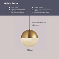 Lampe Suspendue Sphérique Design Moderne pour Intérieurs LED - Luminia | Marco Lucetti PL831 B Or 20cm / Lumière tricolore