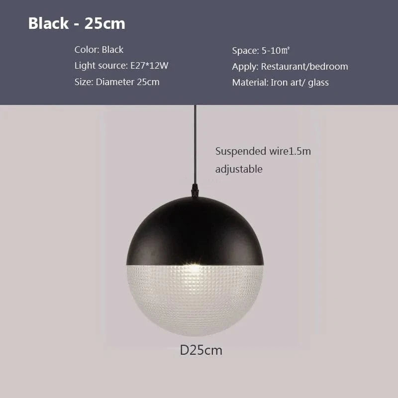 Lampe Suspendue Sphérique Design Moderne pour Intérieurs LED - Luminia | Marco Lucetti PL831B Noir 25cm / Lumière tricolore