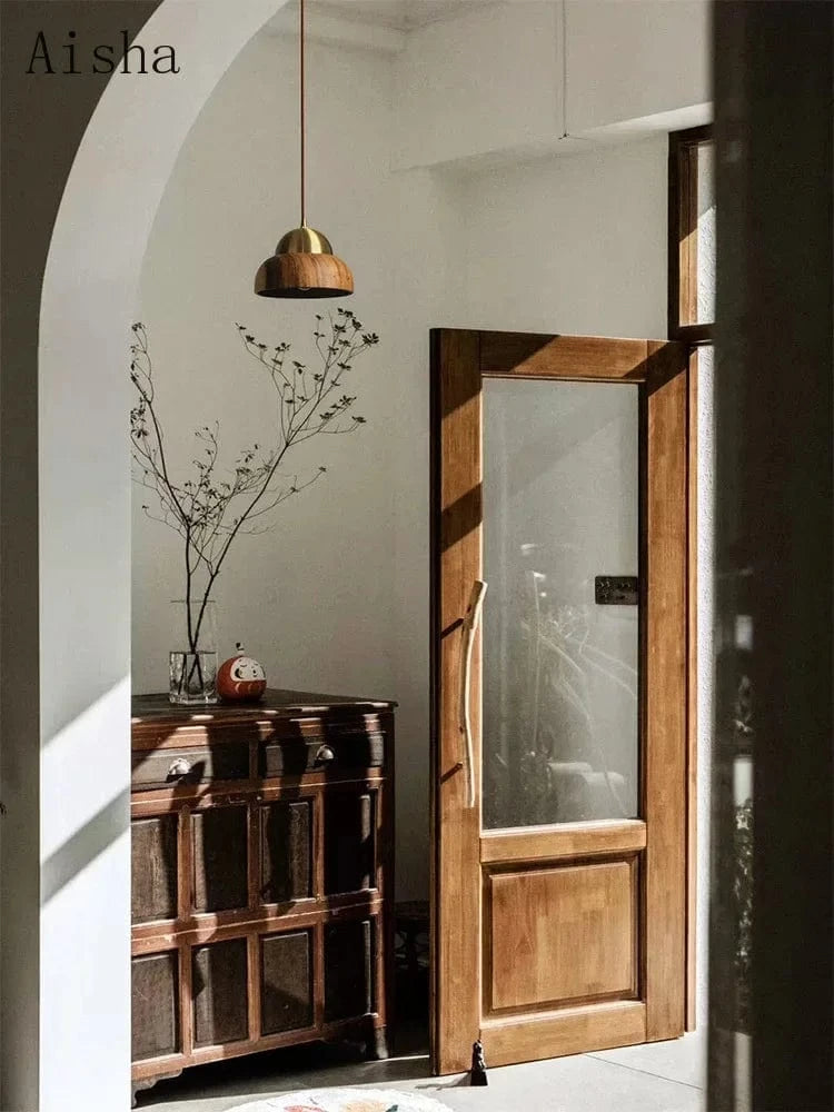 Lampe suspendue Wabi-sabi en bois de noyer pour chambre à coucher - Édition limitée Nanyang Vintage | Marco Lucetti