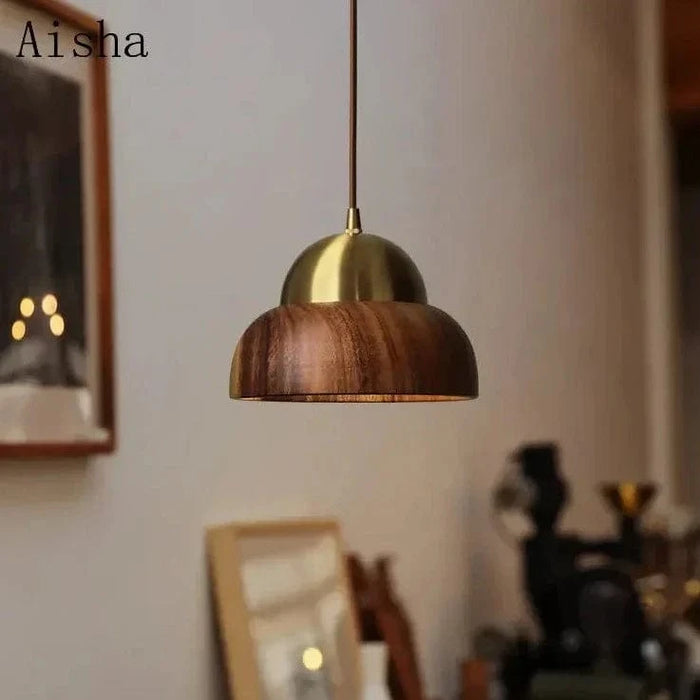 Lampe suspendue Wabi-sabi en bois de noyer pour chambre à coucher - Édition limitée Nanyang Vintage | Marco Lucetti