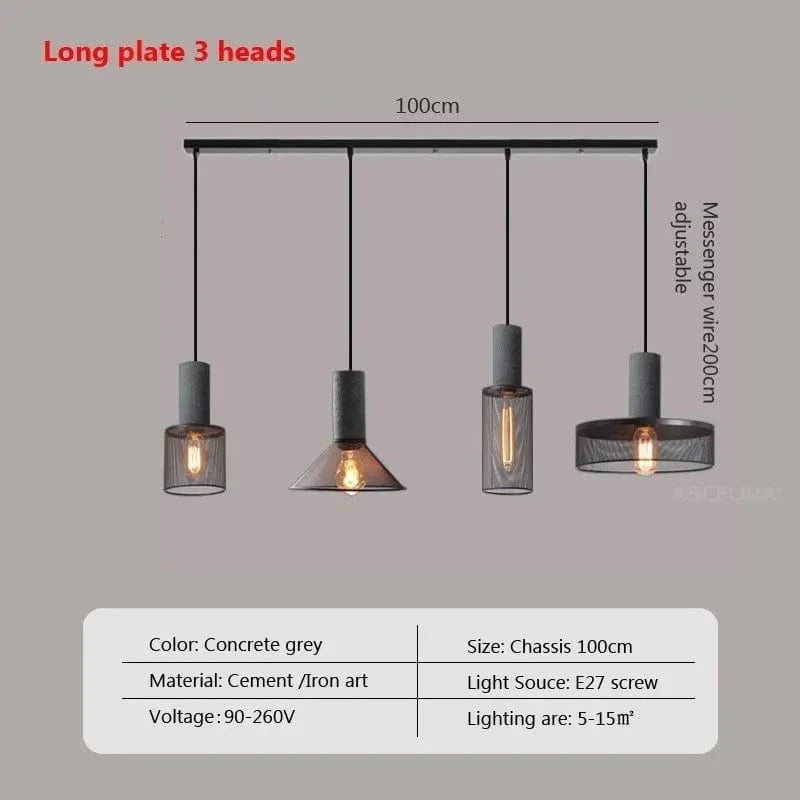 Lampe Suspension à Têtes Multiples en Ciment onc es993 LED | Marco Lucetti PL059 Gris 4H / Pas d'ampoule