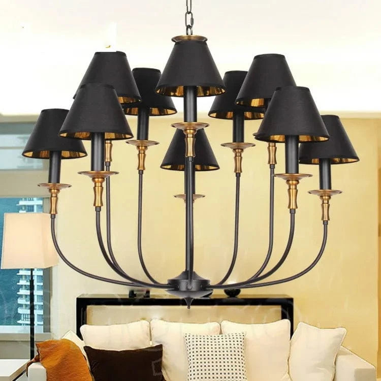 Lampe Suspension Européenne Noire Rétro Fer Forgé | Marco Lucetti