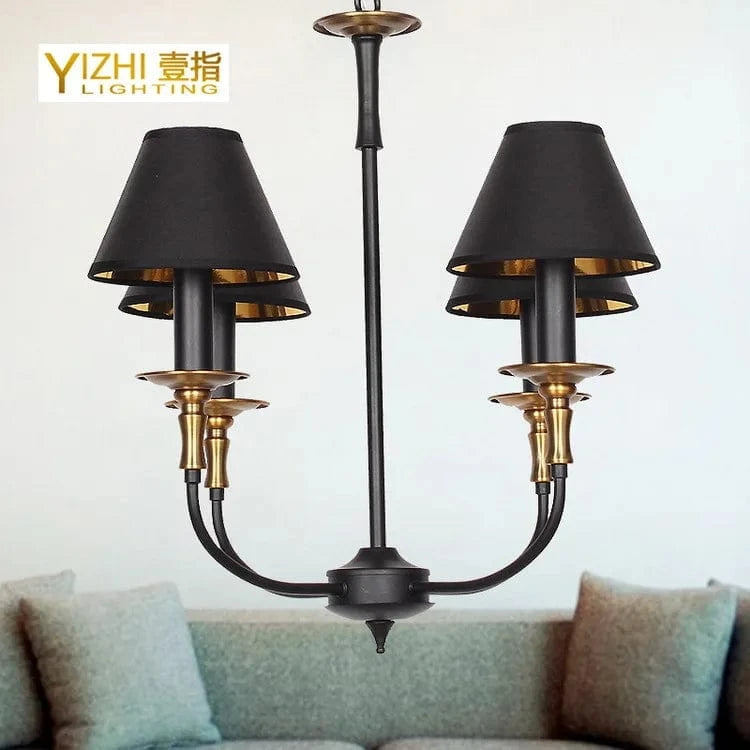 Lampe Suspension Européenne Noire Rétro Fer Forgé | Marco Lucetti Noir 4 têtes