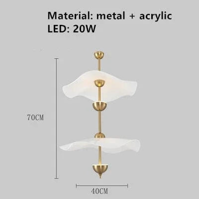 Lampe Suspension Feuille de Lotus en Métal Doré - Luminaires Art Déco | Marco Lucetti 40 cm-2 lumières / 3 Température de couleur