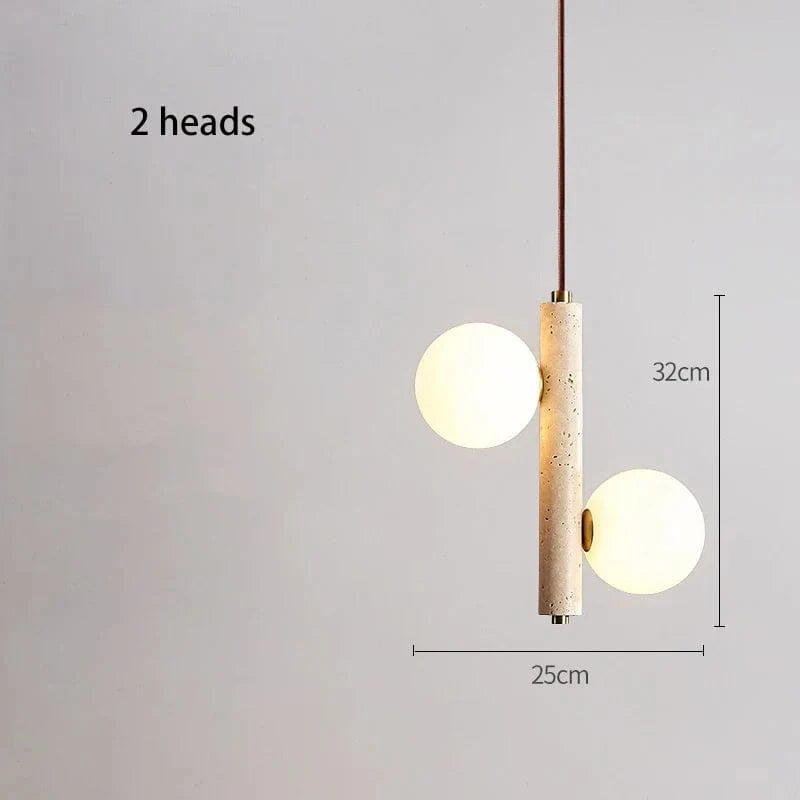 Lampe suspension LED "Haricot Perle" pour chambre à coucher | Marco Lucetti 2 têtes
