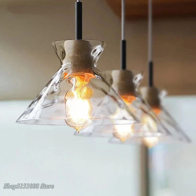 Lampe Suspension LED Japonaise "Bois et Verre" | Marco Lucetti