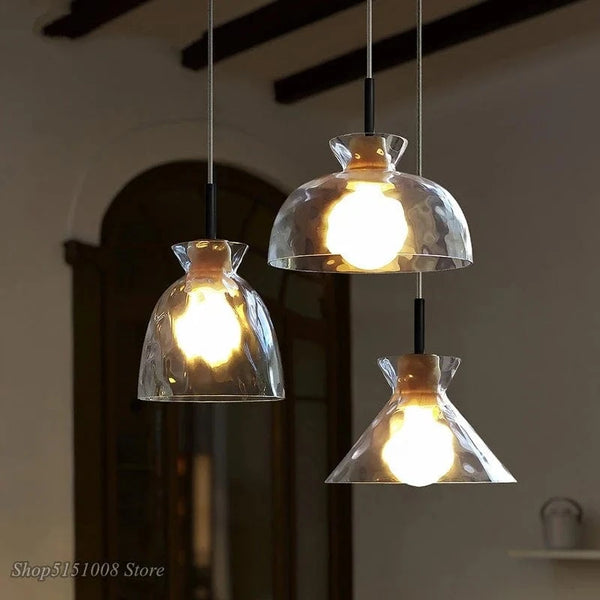 Lampe Suspension LED Japonaise "Bois et Verre" | Marco Lucetti